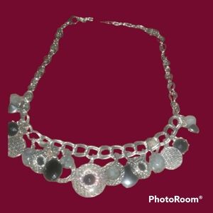 Silver and black tone womens fashion necklace
